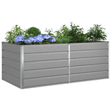 Planter Light Grey 195 x 100 x 75 cm Galvanised Steel - Side View