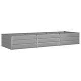 Planter Light Grey 290 x 100 x 45 cm Galvanised Steel - Front View