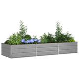 Planter Light Grey 290 x 100 x 45 cm Galvanised Steel - Side View