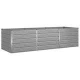 Planter Light Grey 290 x 100 x 75 cm Galvanised Steel - Front View