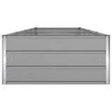 Planter Light Grey 195 x 100 x 45 cm Galvanised Steel - Rear View