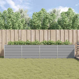 Planter Light Grey 385 x 100 x 75 cm Galvanised Steel - Top-Down View