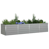 Planter Light Grey 385 x 100 x 75 cm Galvanised Steel - Side View