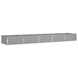 Planter Light Grey 480 x 100 x 45 cm Galvanised Steel - Front View