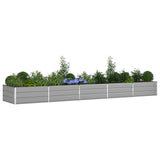 Planter Light Grey 480 x 100 x 45 cm Galvanised Steel - Side View