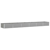 Planter Light Grey 580 x 100 x 45 cm Galvanised Steel - Front View