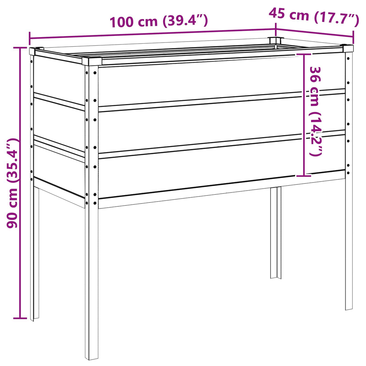 Planter Light Grey 100 x 45 x 90 cm Galvanised Steel