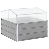 Planter Light Grey 100 x 100 x 77 cm Galvanised Steel - Rear View