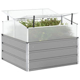 Planter Light Grey 100 x 100 x 77 cm Galvanised Steel - Side View