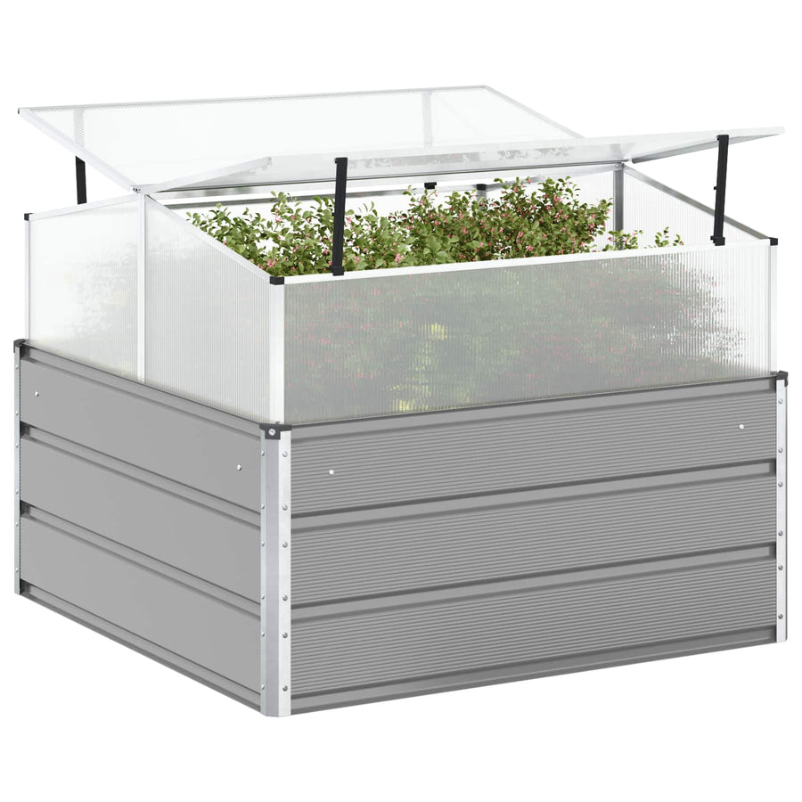 Planter Light Grey 100 x 100 x 77 cm Galvanised Steel
