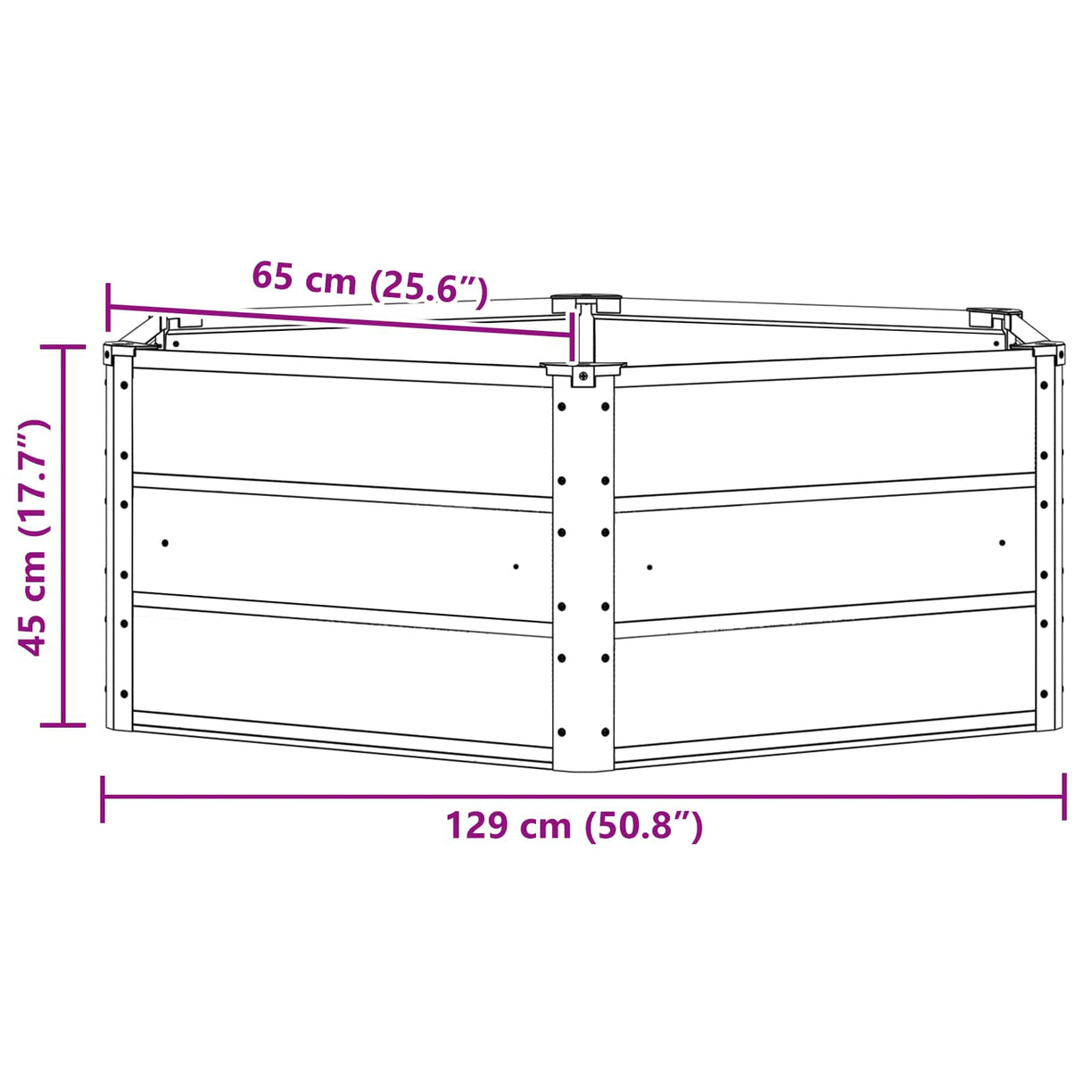 Planter Anthracite 129 x 129 x 45 cm Steel