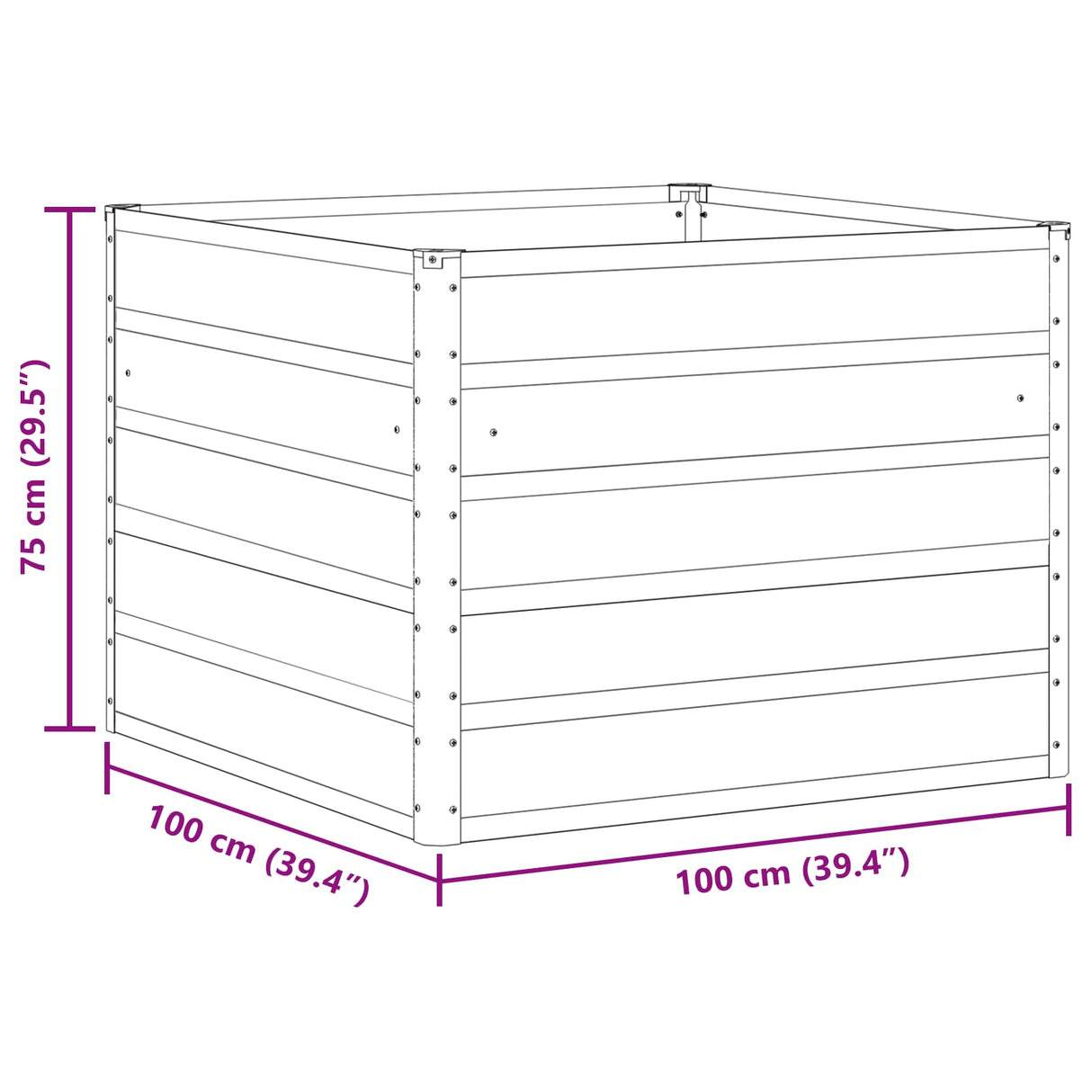Planter Anthracite 100 x 100 x 75 cm Steel