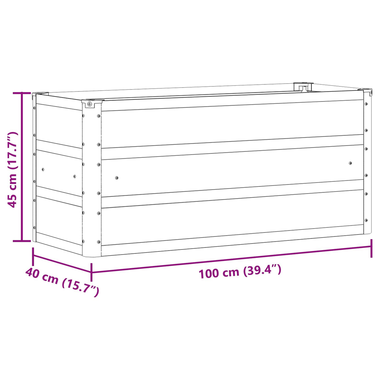 Planter Anthracite 100 x 40 x 45 cm Steel