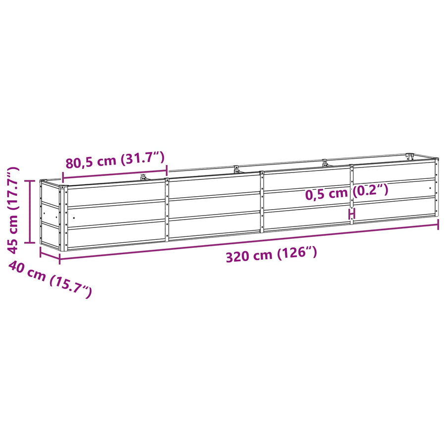 Planter Anthracite 320 x 40 x 45 cm Steel