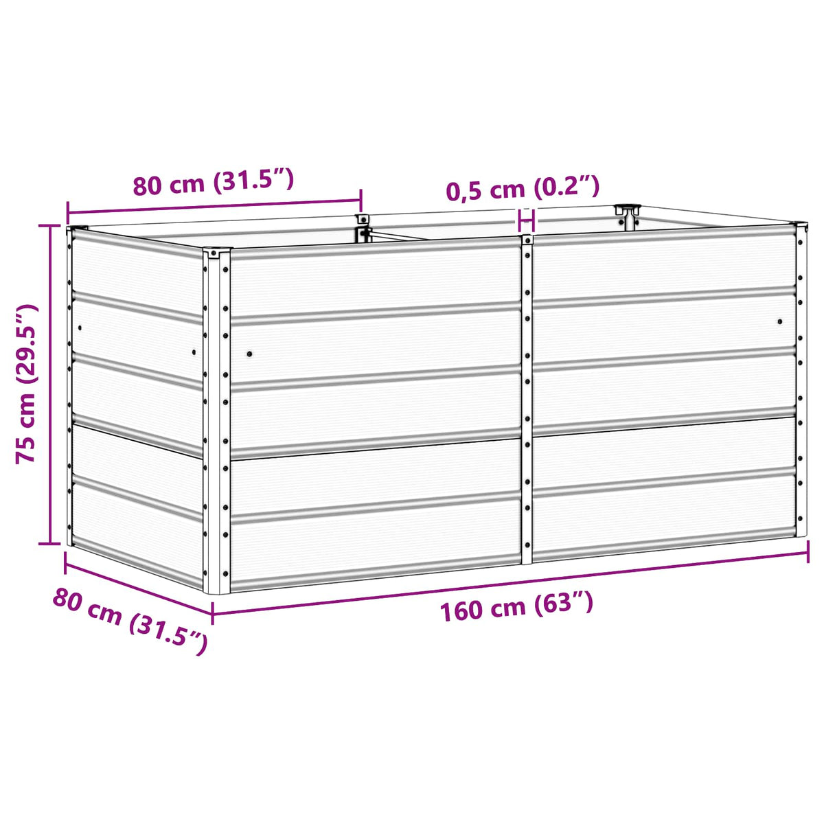 Planter Anthracite 160 x 80 x 75 cm Steel