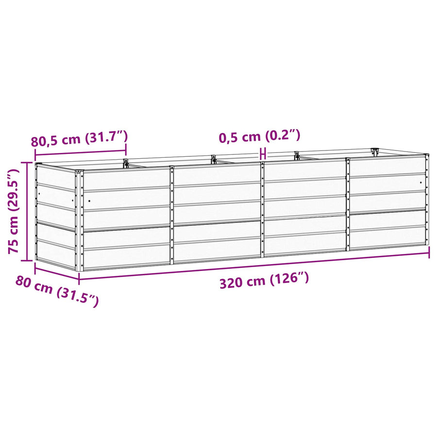 Planter Anthracite 320 x 80 x 75 cm Steel
