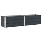 Planter Anthracite 195 x 50 x 45 cm Galvanised Steel - Front View