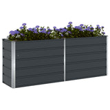 Planter Anthracite 195 x 50 x 75 cm Galvanised Steel - Side View
