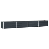 Planter Anthracite 385 x 50 x 45 cm Galvanised Steel - Front View
