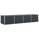 Planter Anthracite 385 x 100 x 75 cm Galvanised Steel - Front View