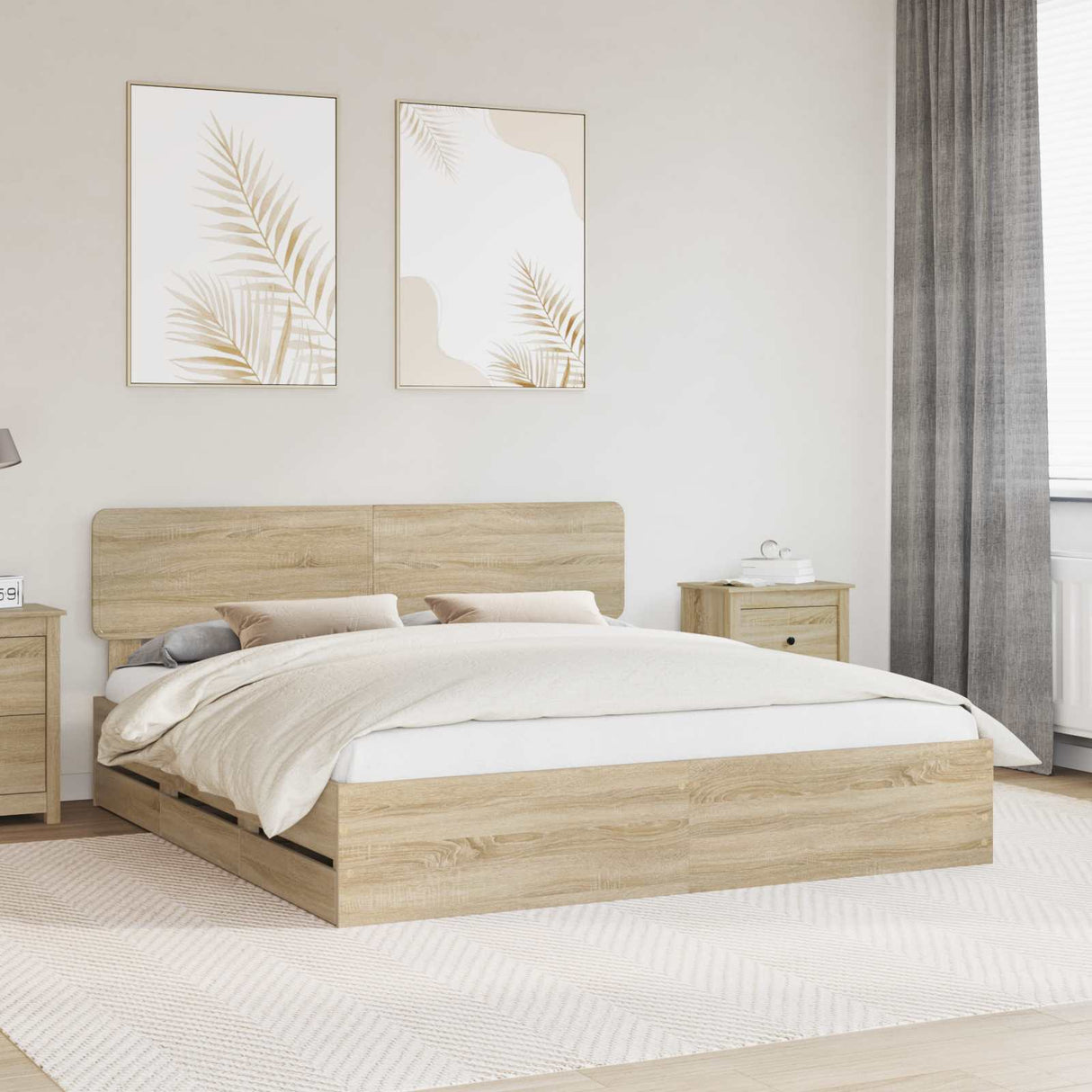 Bed Frame with Drawer Sonoma Oak 180 x 200 cm Engineered Wood