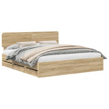 Bed Frame with Drawer Sonoma Oak 180 x 200 cm Engineered Wood