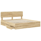 Bed Frame with Drawer Sonoma Oak 180 x 200 cm Engineered Wood - 45-Degree Angle
