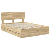 Bed Frame with Drawer Sonoma Oak 150 x 200 cm Engineered Wood - Top-Down View