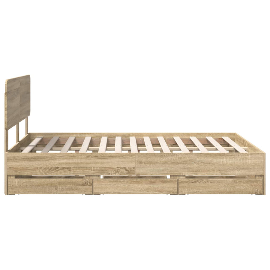 Bed Frame with Drawer Sonoma Oak 150 x 200 cm Engineered Wood
