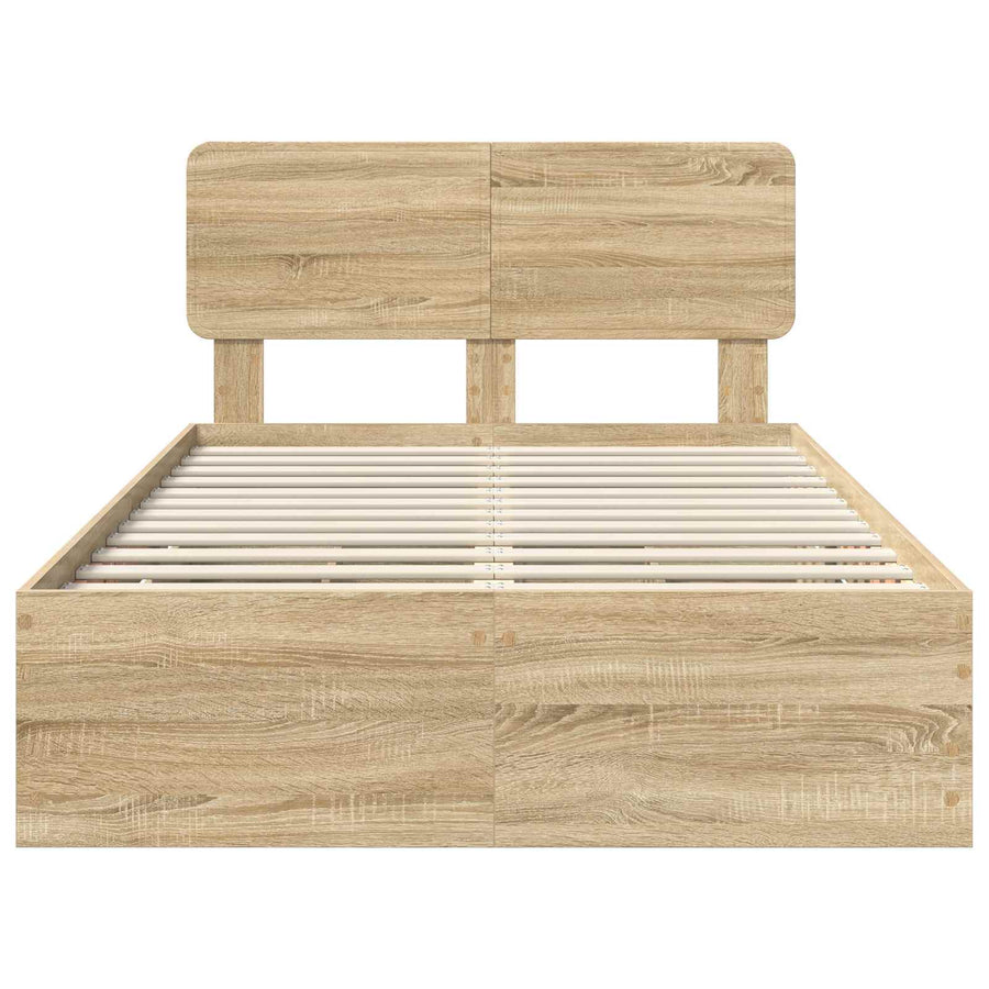 Bed Frame with Drawer Sonoma Oak 135 x 190 cm Engineered Wood