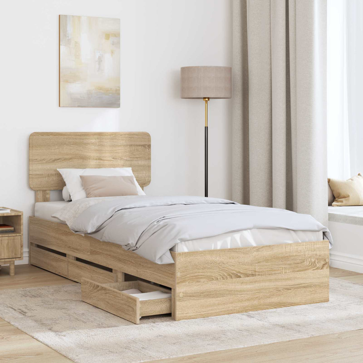 Bed Frame with Drawer Sonoma Oak 90 x 190 cm Engineered Wood