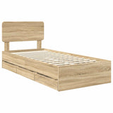 Bed Frame with Drawer Sonoma Oak 90 x 190 cm Engineered Wood - Top-Down View