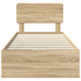 Bed Frame with Drawer Sonoma Oak 90 x 190 cm Engineered Wood - Low Angle