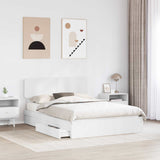 Storage Bed with Headboard White 150 x 200 cm Engineered Wood - Side View