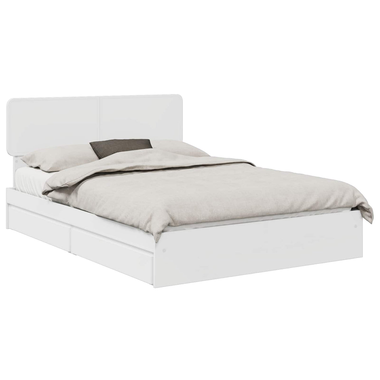 Storage Bed with Headboard White 150 x 200 cm Engineered Wood