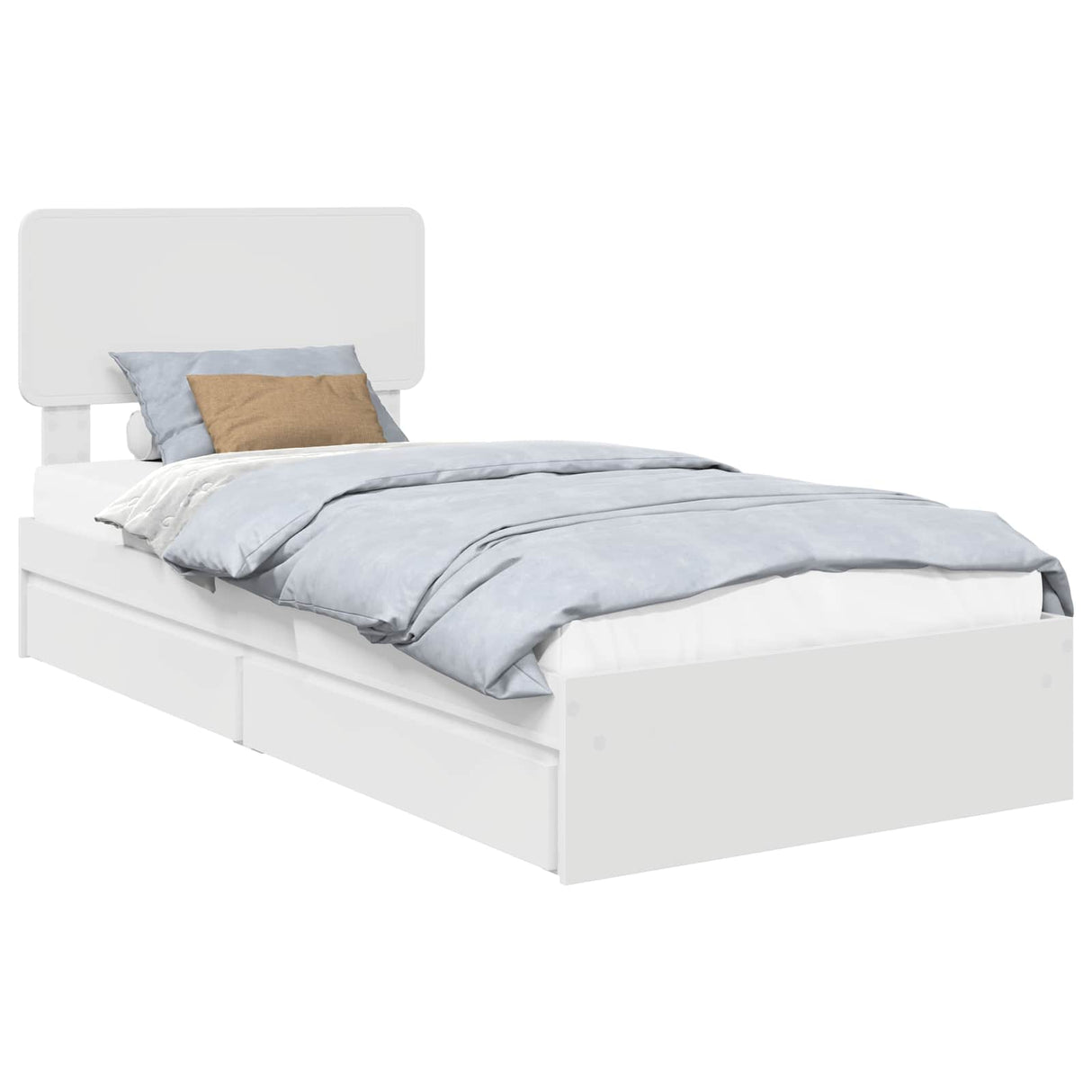 Storage Bed with Headboard White 90 x 190 cm Engineered Wood