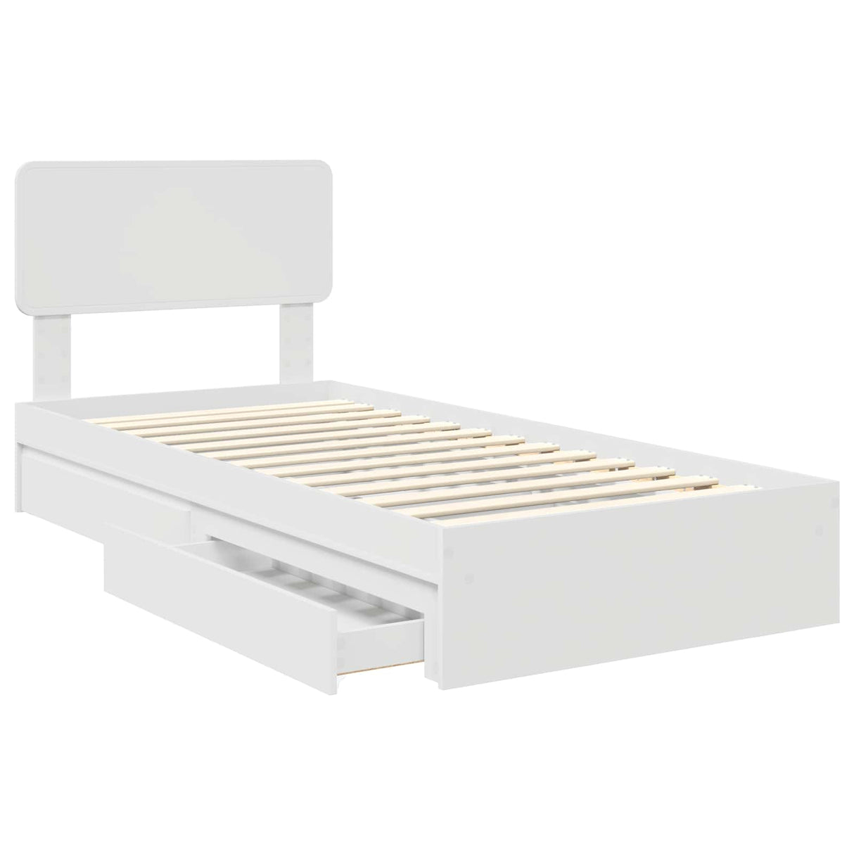 Storage Bed with Headboard White 90 x 190 cm Engineered Wood