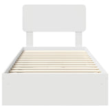 Storage Bed with Headboard White 90 x 190 cm Engineered Wood - Low Angle