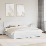 Bed Frame with Drawer White 180 x 200 cm Engineered Wood