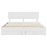 Bed Frame with Headboard White 180 x 200 cm Engineered Wood - Close-Up Angle