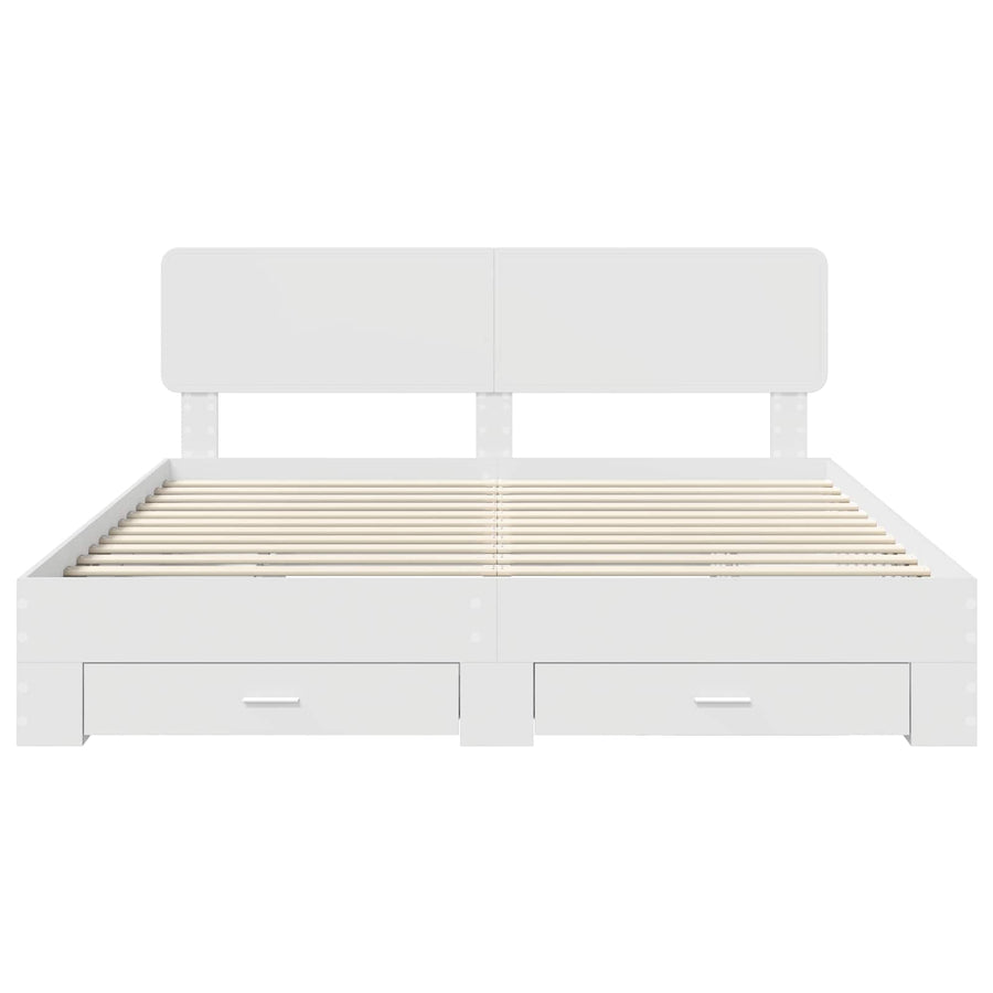 Bed Frame with Drawer White 180 x 200 cm Engineered Wood
