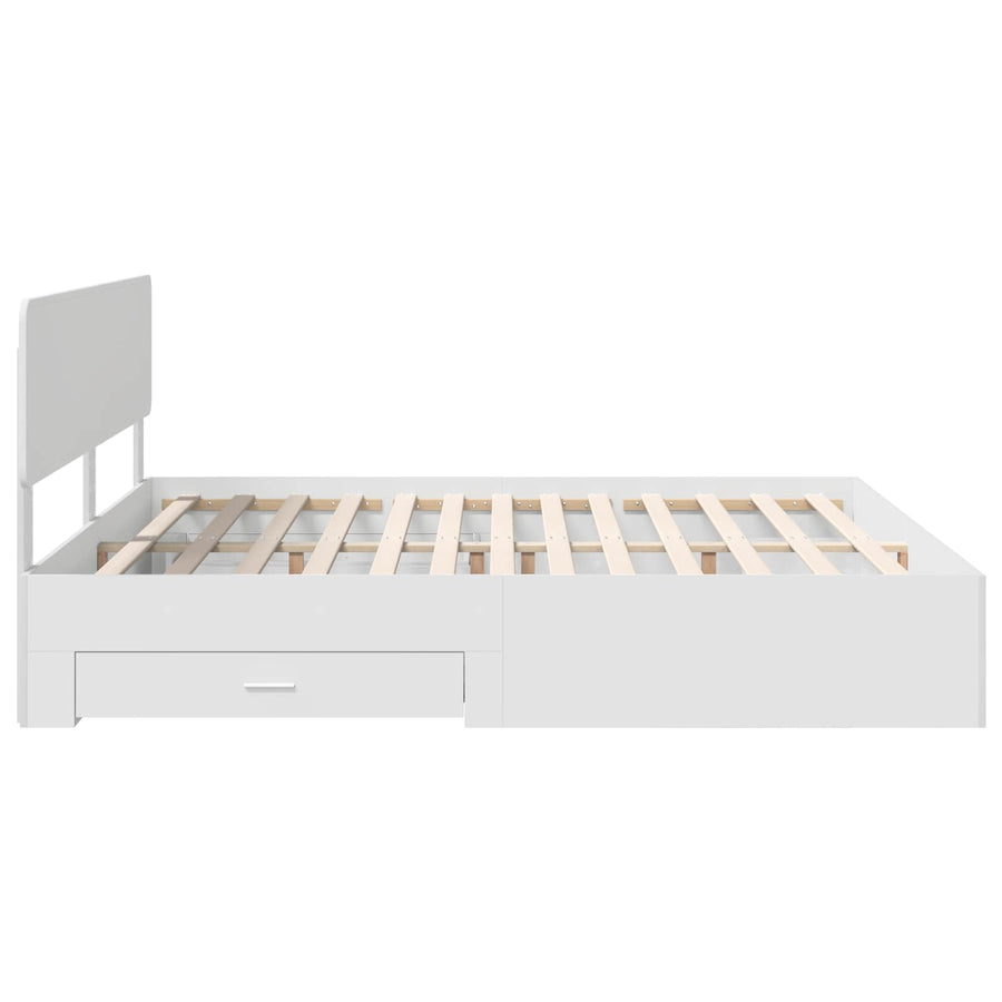 Bed Frame with Drawer White 180 x 200 cm Engineered Wood