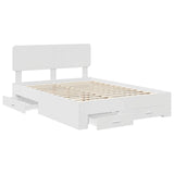 Bed Frame with Headboard White 150 x 200 cm Engineered Wood - 45-Degree Angle