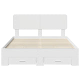 Bed Frame with Headboard White 150 x 200 cm Engineered Wood - Close-Up Angle