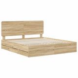 Bed Frame with Drawer Sonoma Oak 180 x 200 cm Engineered Wood - Top-Down View
