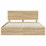 Bed Frame with Drawer Sonoma Oak 180 x 200 cm Engineered Wood - Low Angle