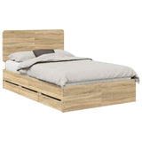 Bed Frame with Drawer Sonoma Oak 135 x 190 cm Engineered Wood