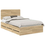 Bed Frame with Drawer Sonoma Oak 135 x 190 cm Engineered Wood