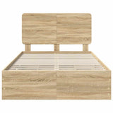 Bed Frame with Drawer Sonoma Oak 135 x 190 cm Engineered Wood - Low Angle