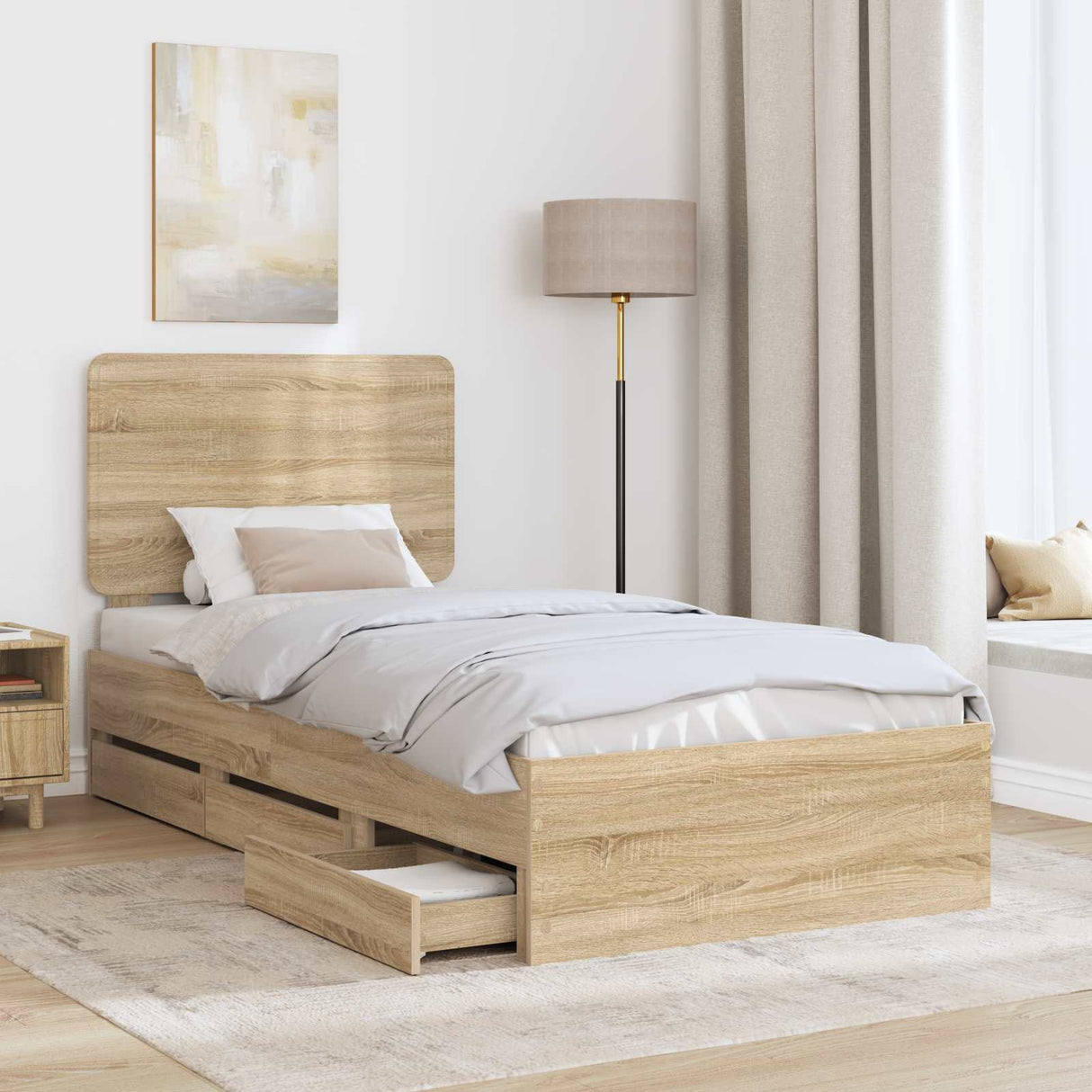 Bed Frame with Drawer Sonoma Oak 90 x 190 cm Engineered Wood